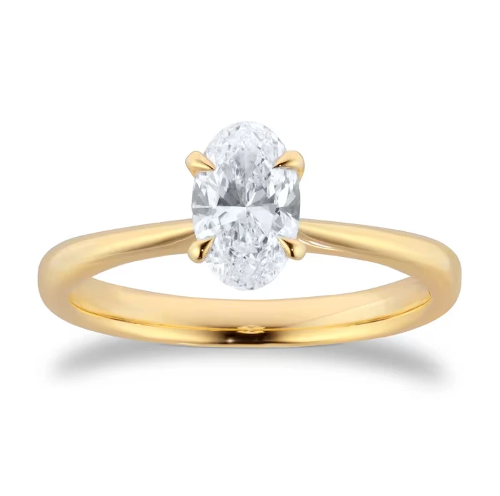 18ct Yellow Gold Lab Grown Oval Cut High Clarity Diamond Ring 1