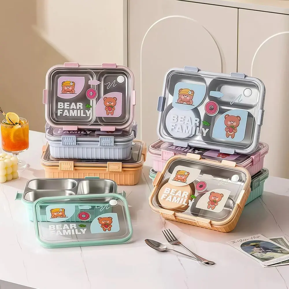 HongXing Stainless Steel Lunch Box Kids,Cartoon Bear Stainless Steel Lunch Box 1