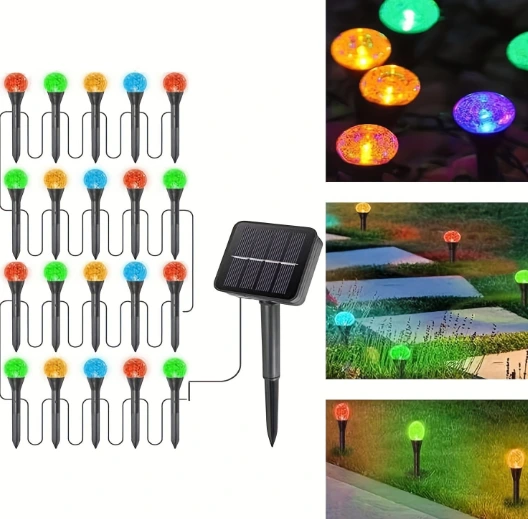 LED Solar Bubble Ball Ground Stake Lights Outdoor Garden Decor Waterproof Atmosphere Pathway Guide LED String Lights 1