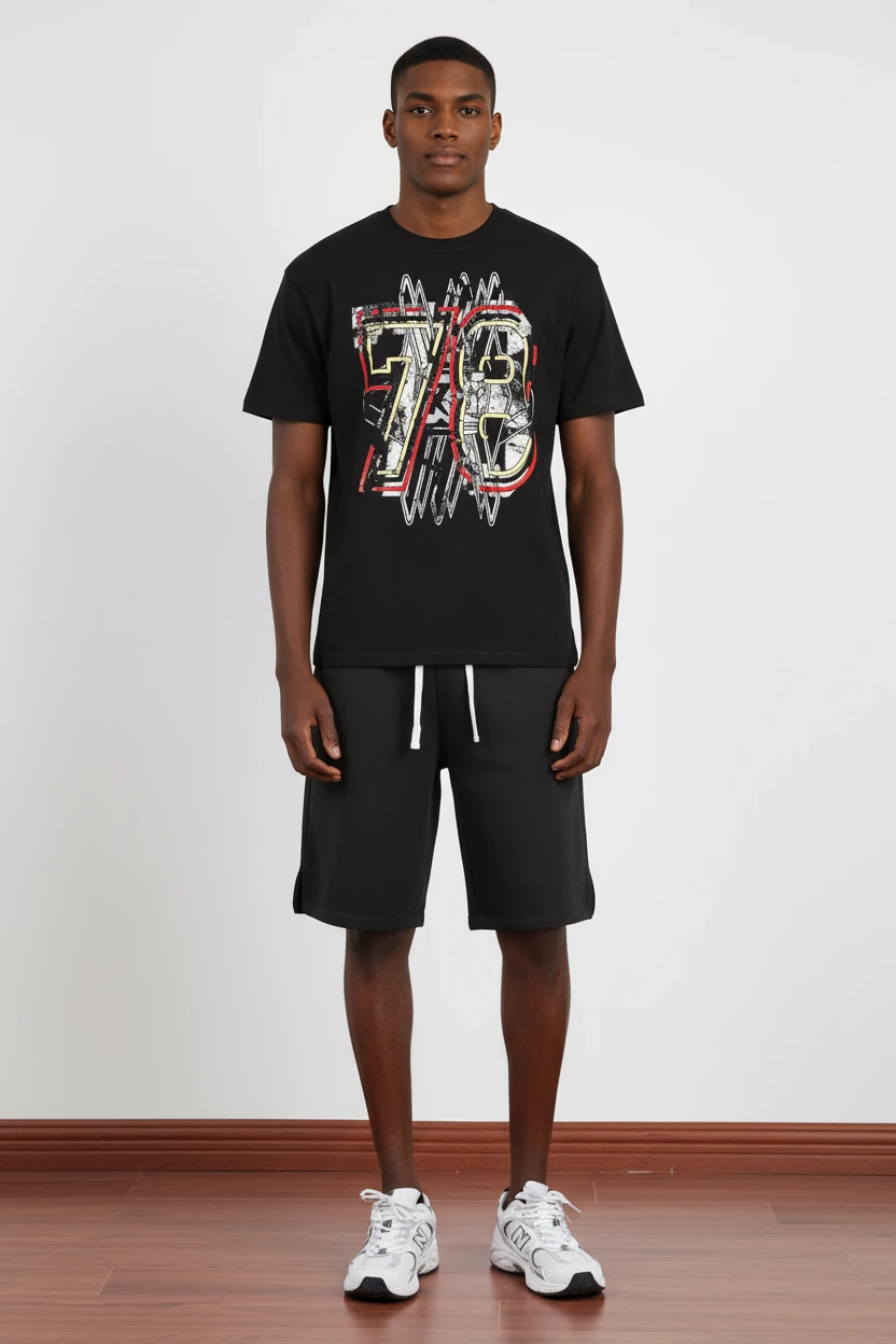 300 GSM 7/8 Neon-Grit Multi-Layer Screen-Printed Heavyweight Distressed Graphic T-shirt-PTTS009 1