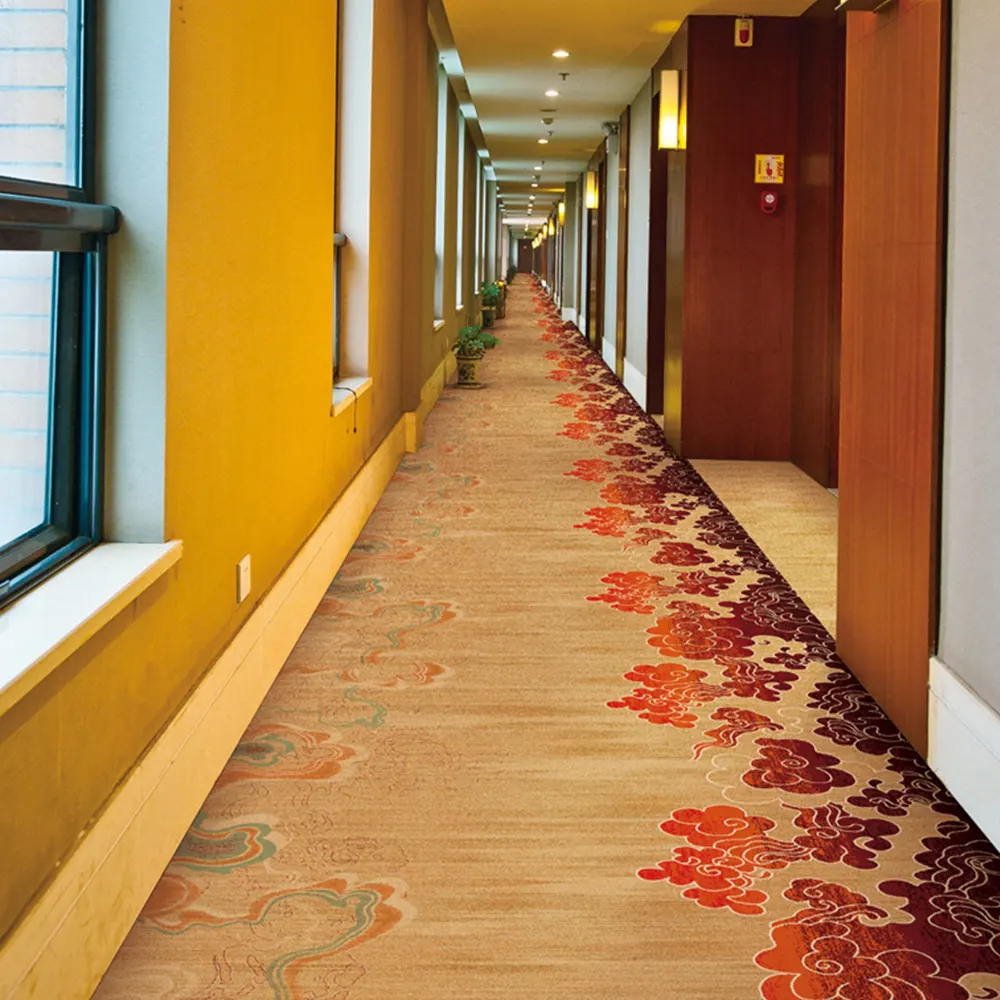 Alfombra a medida para hotel de lujo de 5 estrellas, alfombra de nailon Axminster para salón de banquetes, alfombra de lana para pasillo, alfombra de hostelería. 1