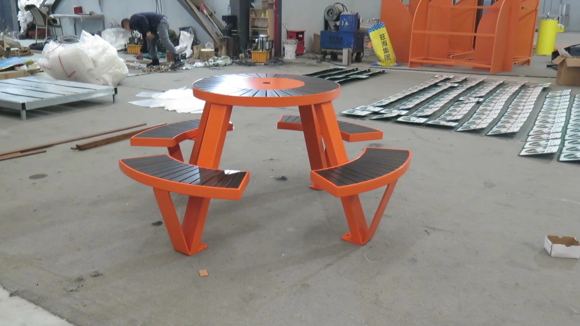 factory custom modern Patio Dining Pub Commerical Park Beach Wooden Picnic Table and Chair Set 1