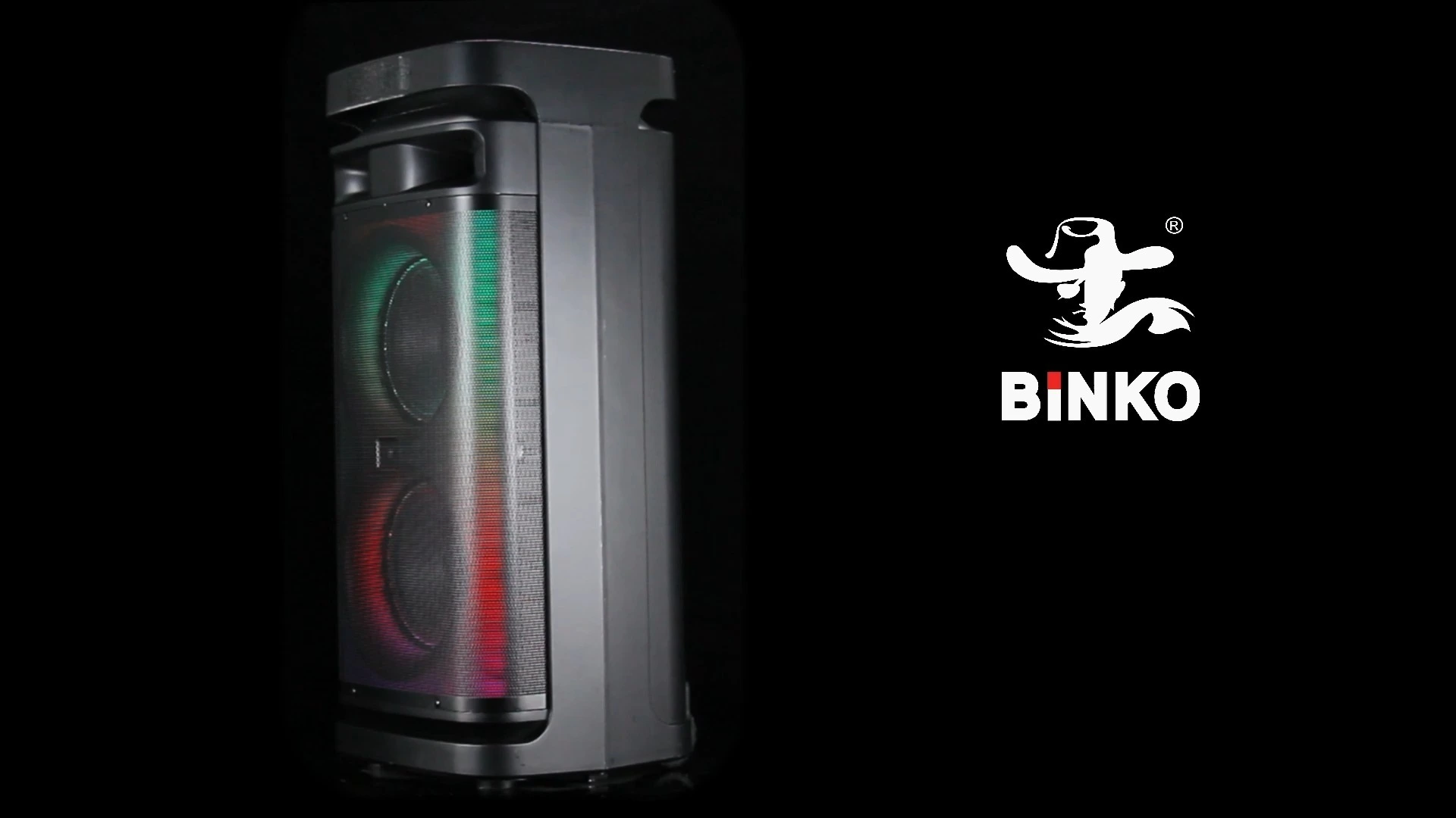 Altavoz portátil Binko para karaoke con Bluetooth y MP3, caja de fiesta inteligente de 2 x 8 pulgadas, iluminación LED RGB, sonido de rango completo, alimentado por batería 1
