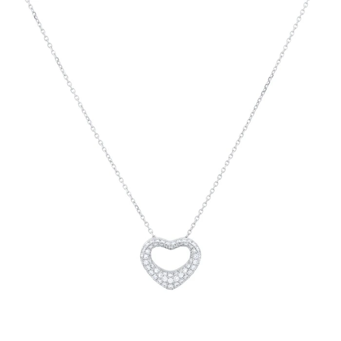 18ct White Gold Lab Grown Round Brilliant Cut Diamond Pave Pendant 1