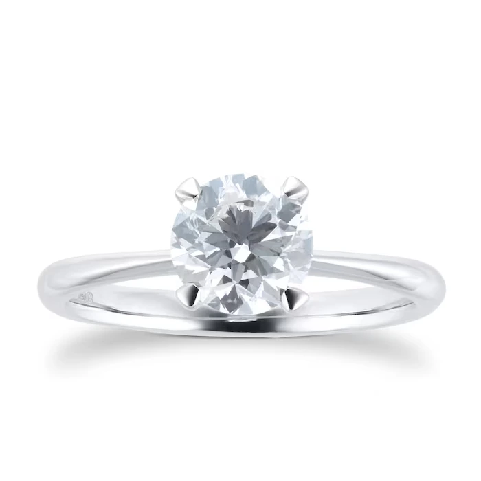 Platinum Lab Grown Round Brilliant Cut Solitaire Diamond Engagement Ring 1