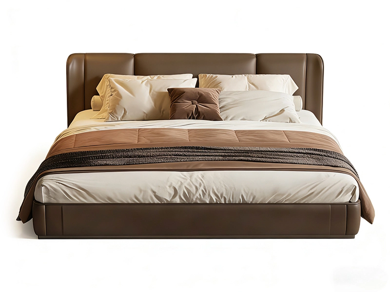 Upholstered Leather Platform Bed with Ambient LED Modern Scandinavian Frame B-1001 1