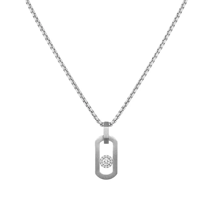 18ct White Gold Round Brilliant Cut Lab Grown Diamond Necklace 1