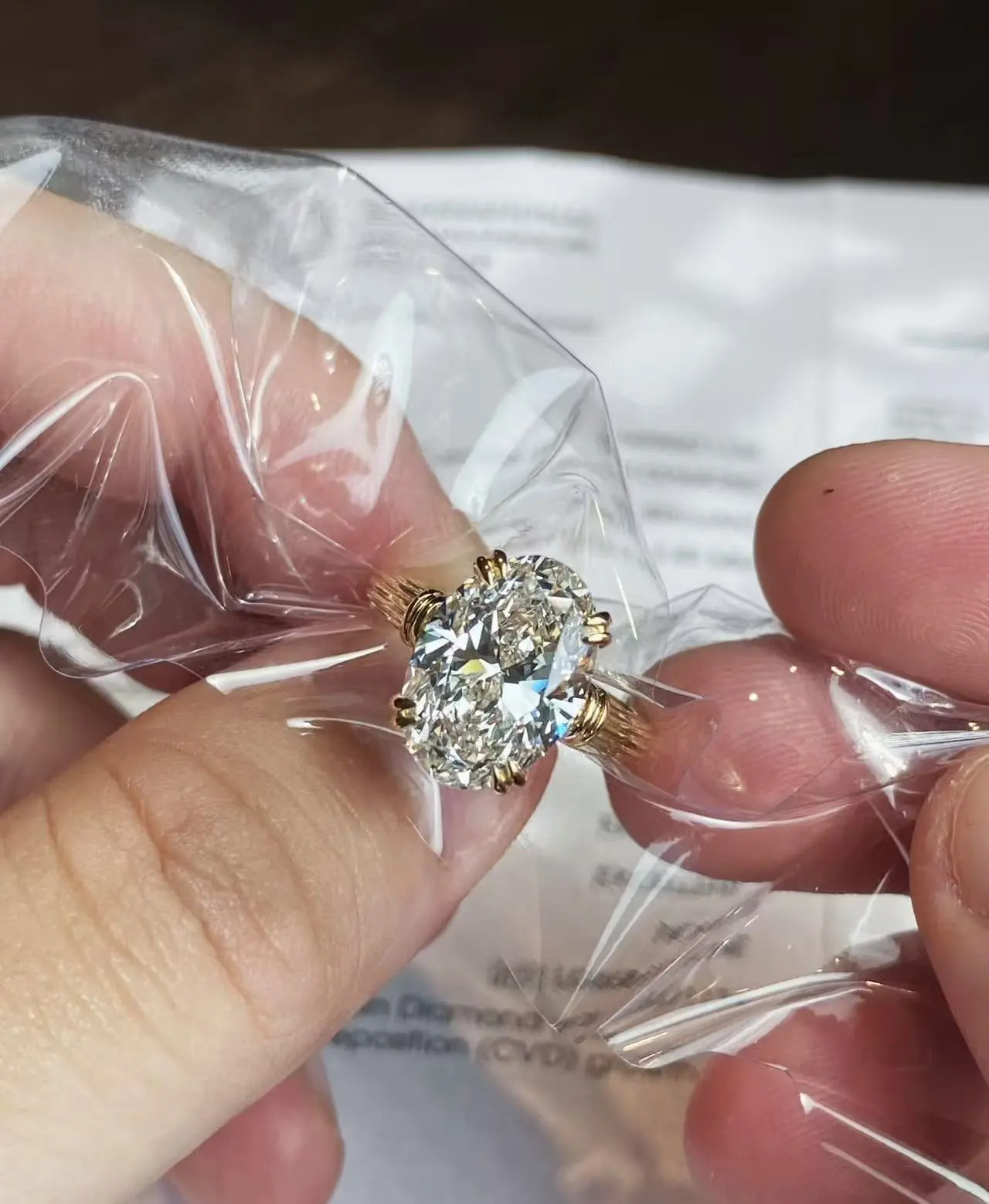 ZKZ Jewelry 18K Yellow Gold  Lab Diamond Ring Oval Cut ring With IGI certification 1