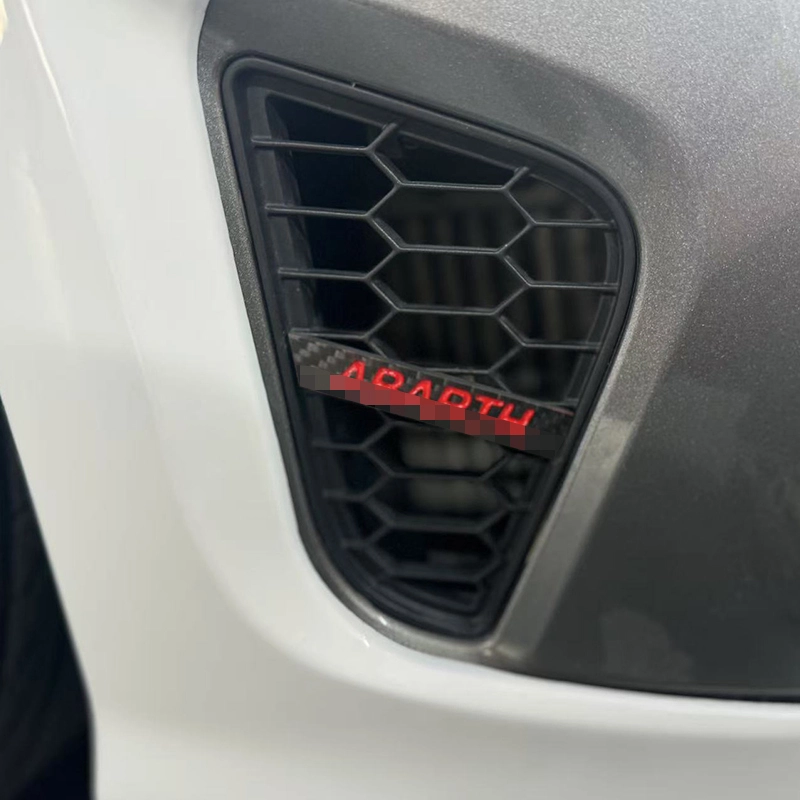 Brand New High Carbon Fiber Quality 3k Twill Style Racing Type Front Bumper Mesh Badge Decorations For Abarth 595 695 2Pcs/Set 1