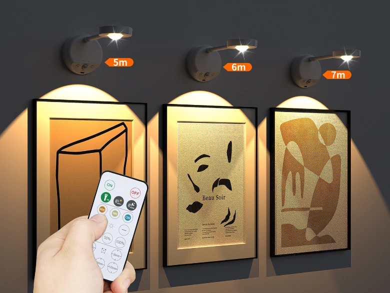 New Wireless Charging Indoor Wall Lamp with Remote Control for Painting Illumination 1