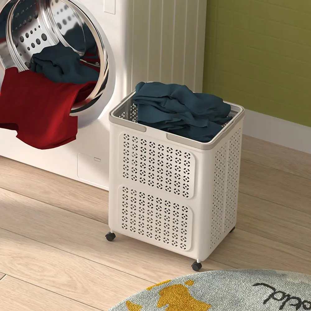 Hongxing Plastic Carry Basket, Khaki Foldable Laundry Basket 1