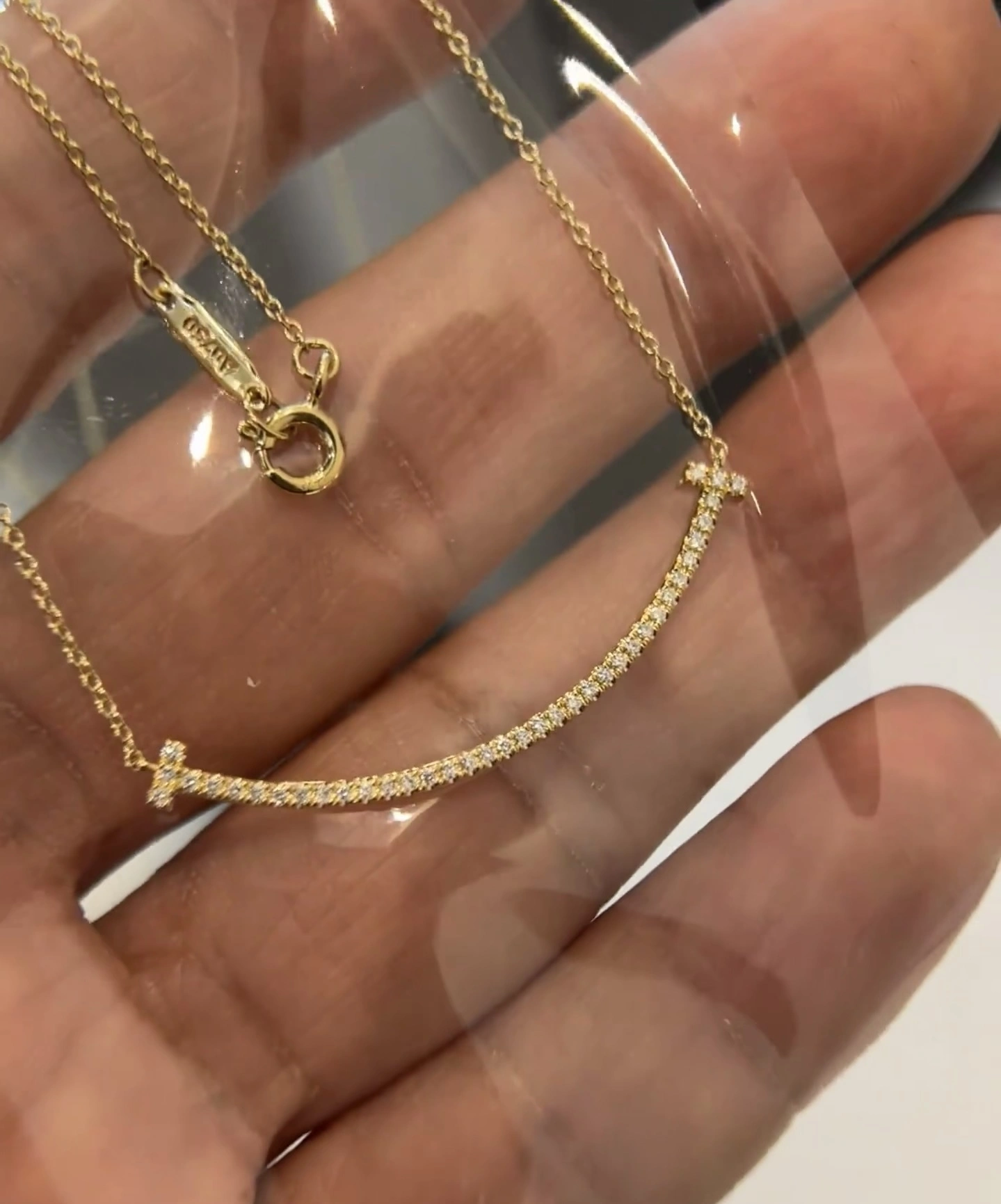 18K Lab Diamond Necklace Smile full diamond necklace Customized diamond necklace VS 1