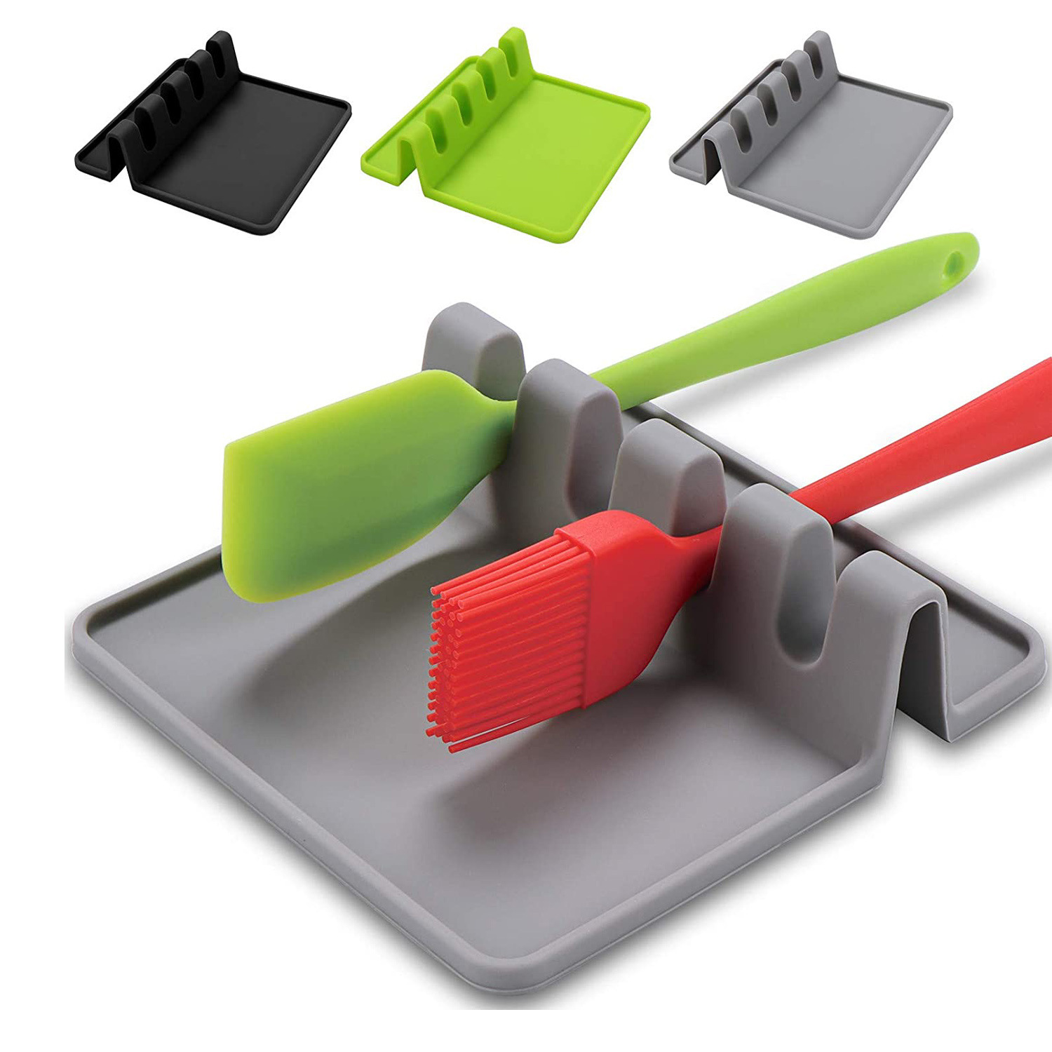 Kitchen Spoon Rest for Multiple Utensils High Heat-Resistant Silicone ...