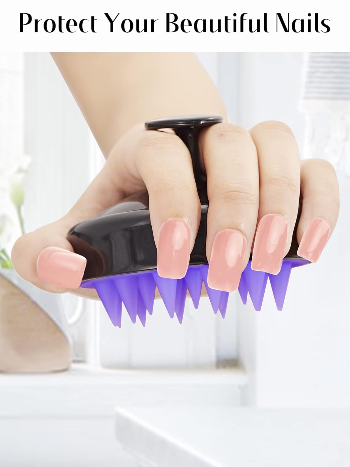 Soft Silicone Scalp Scrubber Shampoo Brush for Exfoliation, Dandruff Removal Head Massage Stress Relax 4