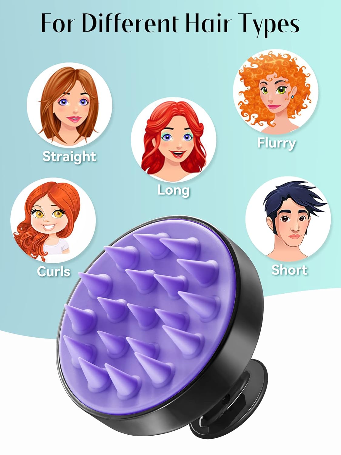 Soft Silicone Scalp Scrubber Shampoo Brush for Exfoliation, Dandruff Removal Head Massage Stress Relax 5