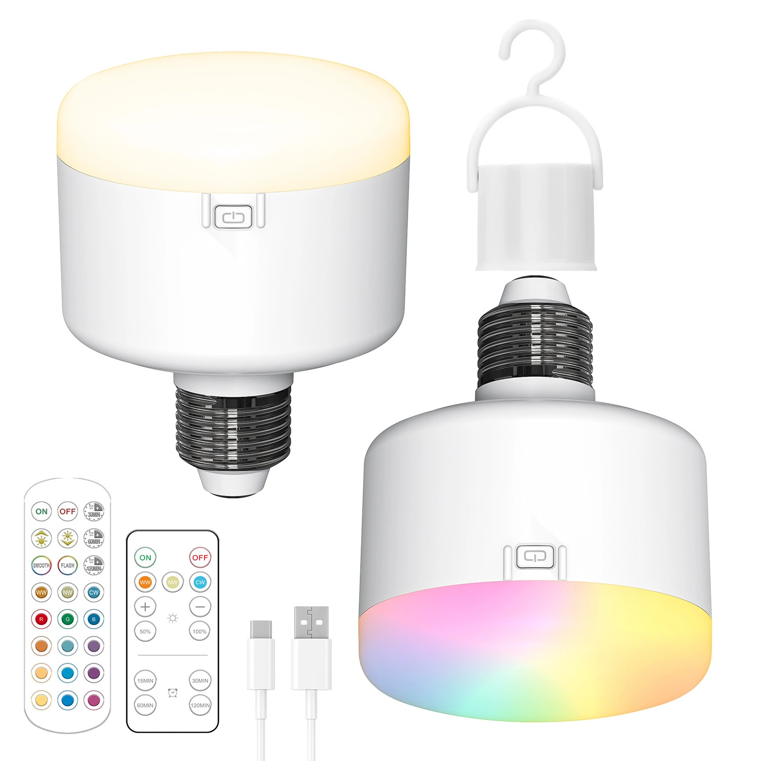 USB Charging Bulb E26 Night Light Ambient Bulb Remote Camping 1