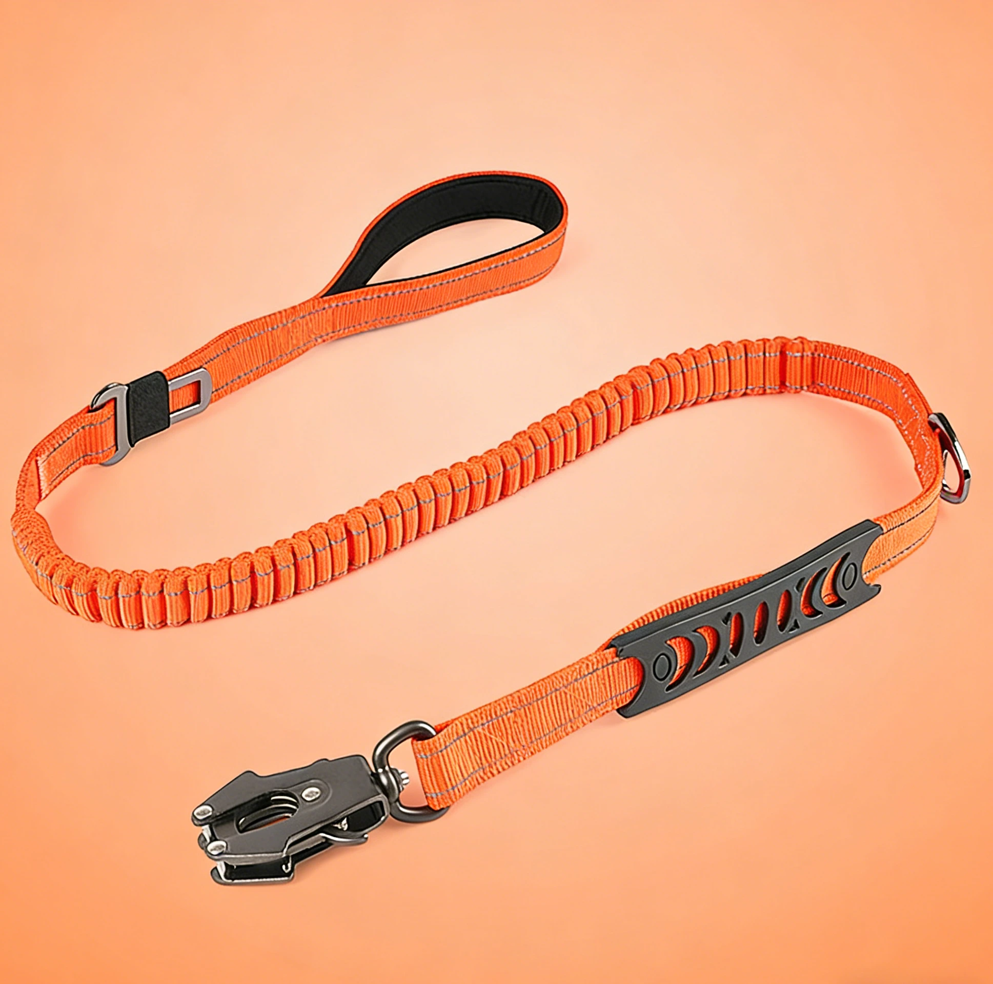 Light reflective anti pull elastic dog leash 1