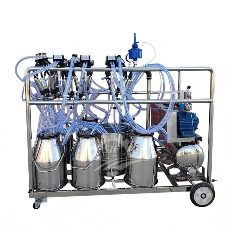 6 Barrels Cow Milker Machine Dual power 25L Stainless Steel Bucket 1