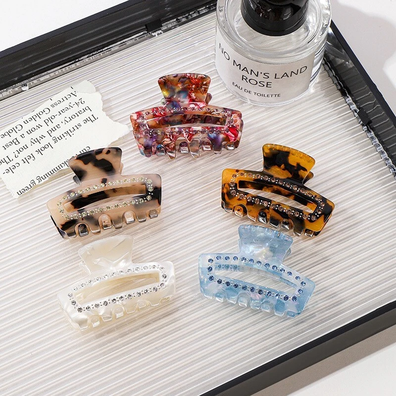 Acetate hair clip, women's rhinestone hollow hair claw for updos 1