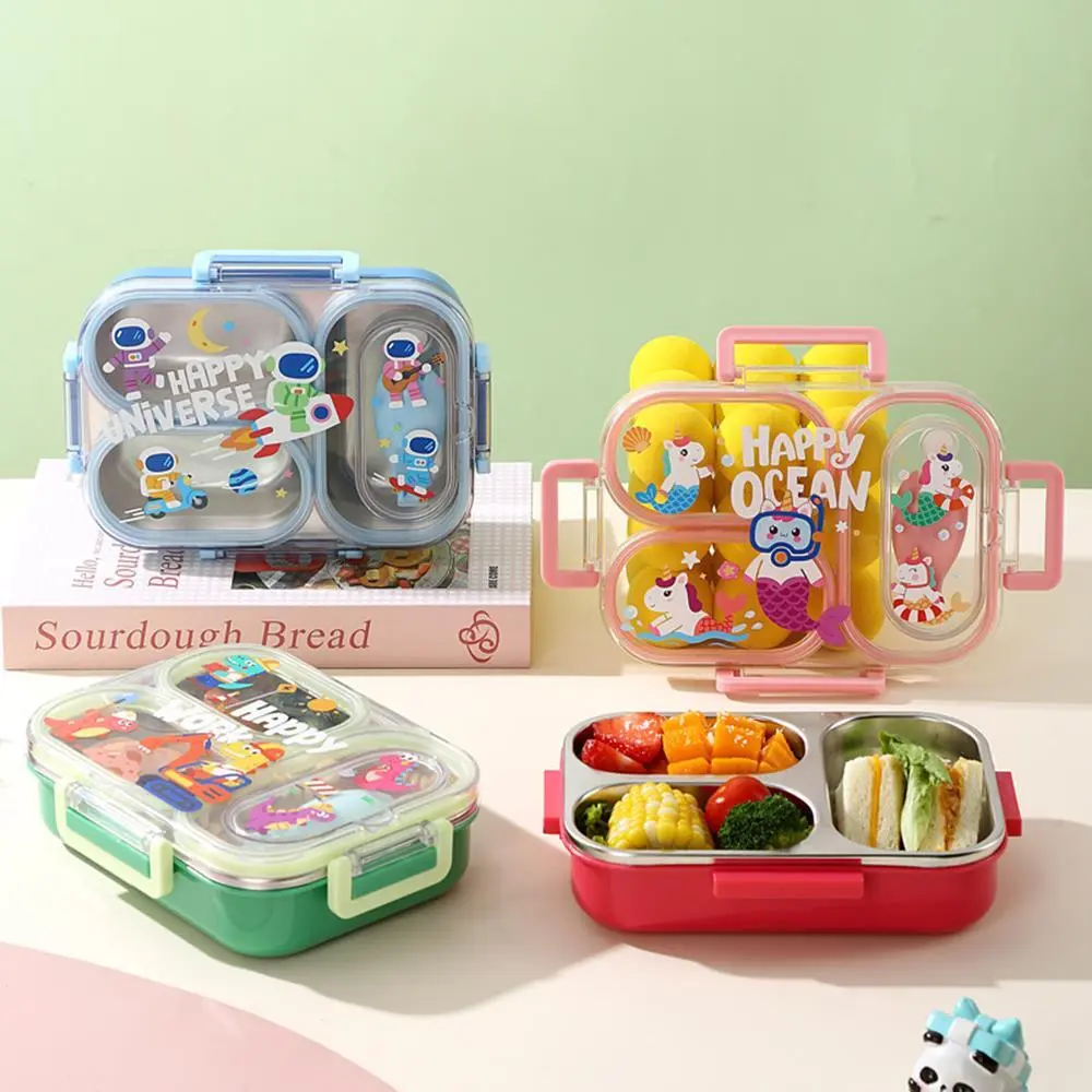 HongXing Stainless Lunch Containers,Cartoon-Printed Transparent Stainless Steel Lunch Box Overview 1