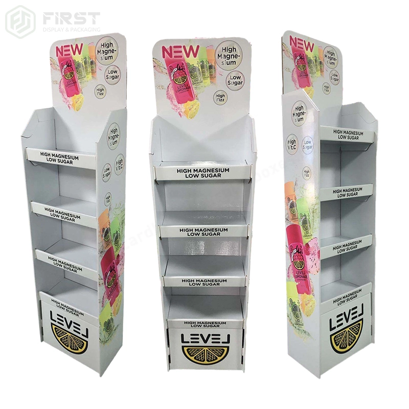 Customized POP Corrugated Cardboard Floor Display Stand for Beverage 1