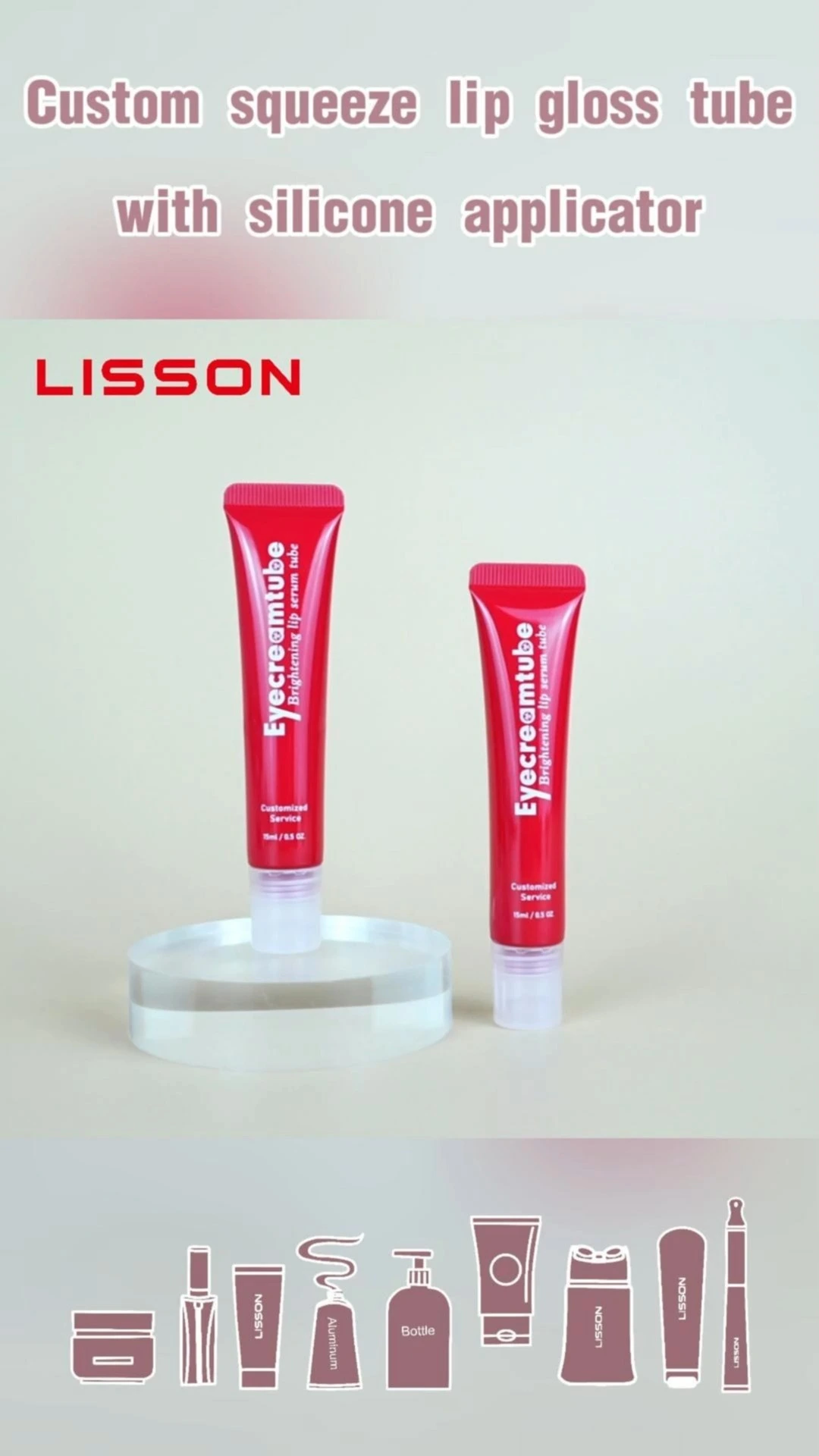 Brand Printed Lip Gloss Tube w/ 0° Silicone Applicator 1