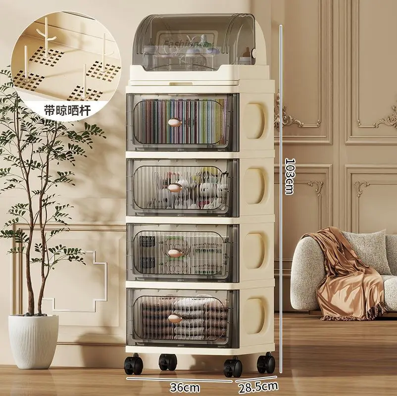 HongXing Storage Cabinets With Drawers,Striped Minimalist Storage Cabinet 1