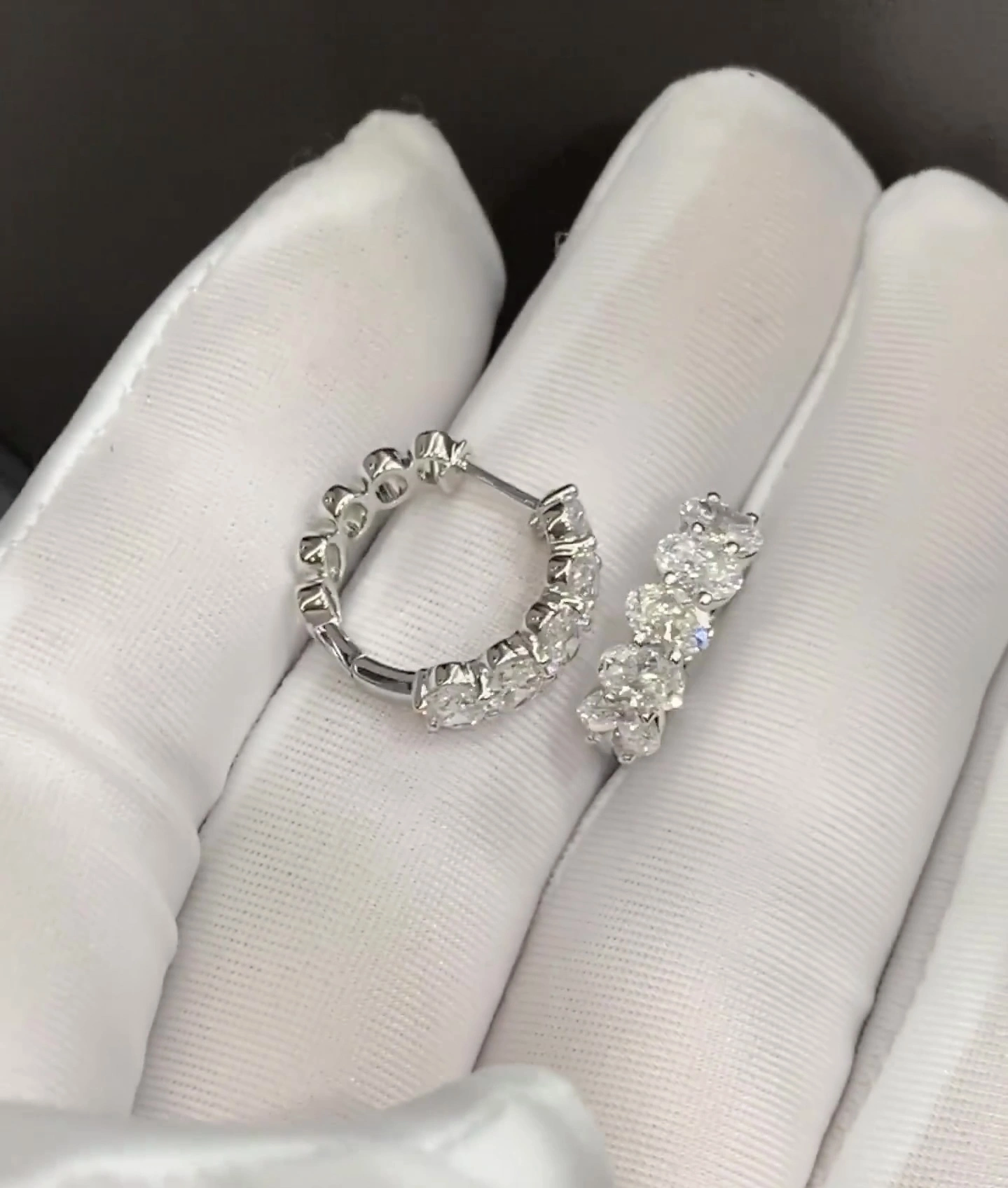 ZKZ Jewelry Elegant 18K White Gold Lab Grown Earrings  High Clarity Diamond Ring For Women 1