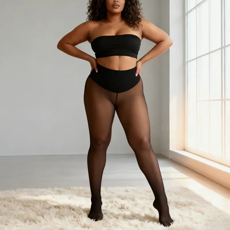 Viral Fleece Tights Tummy Control Pantyhose Shaping Leggings for Winter 1