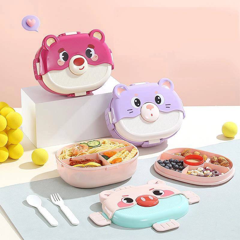 HongXing Bento Lunch Box Containers, Cartoon Animal Compartment Lunch Box 1