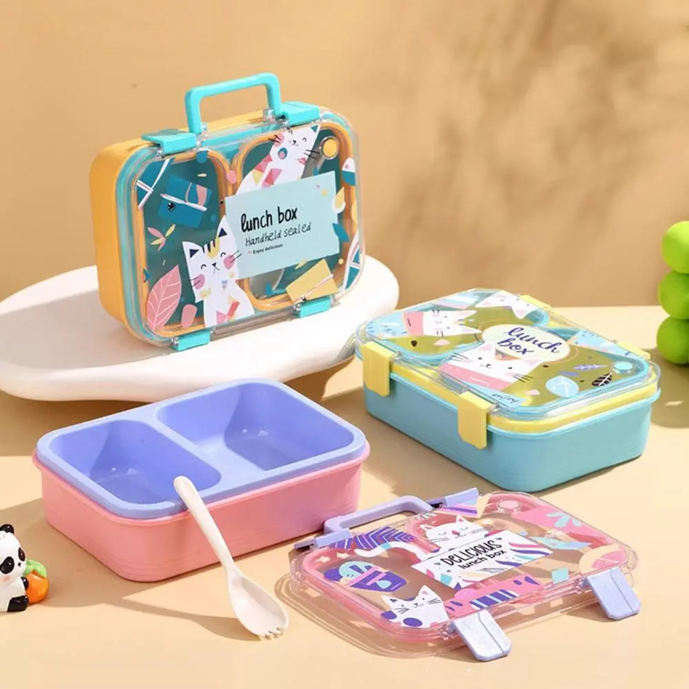 HongXing Lunch Boxes For Children,Cartoon Cat Plastic Food Container 1