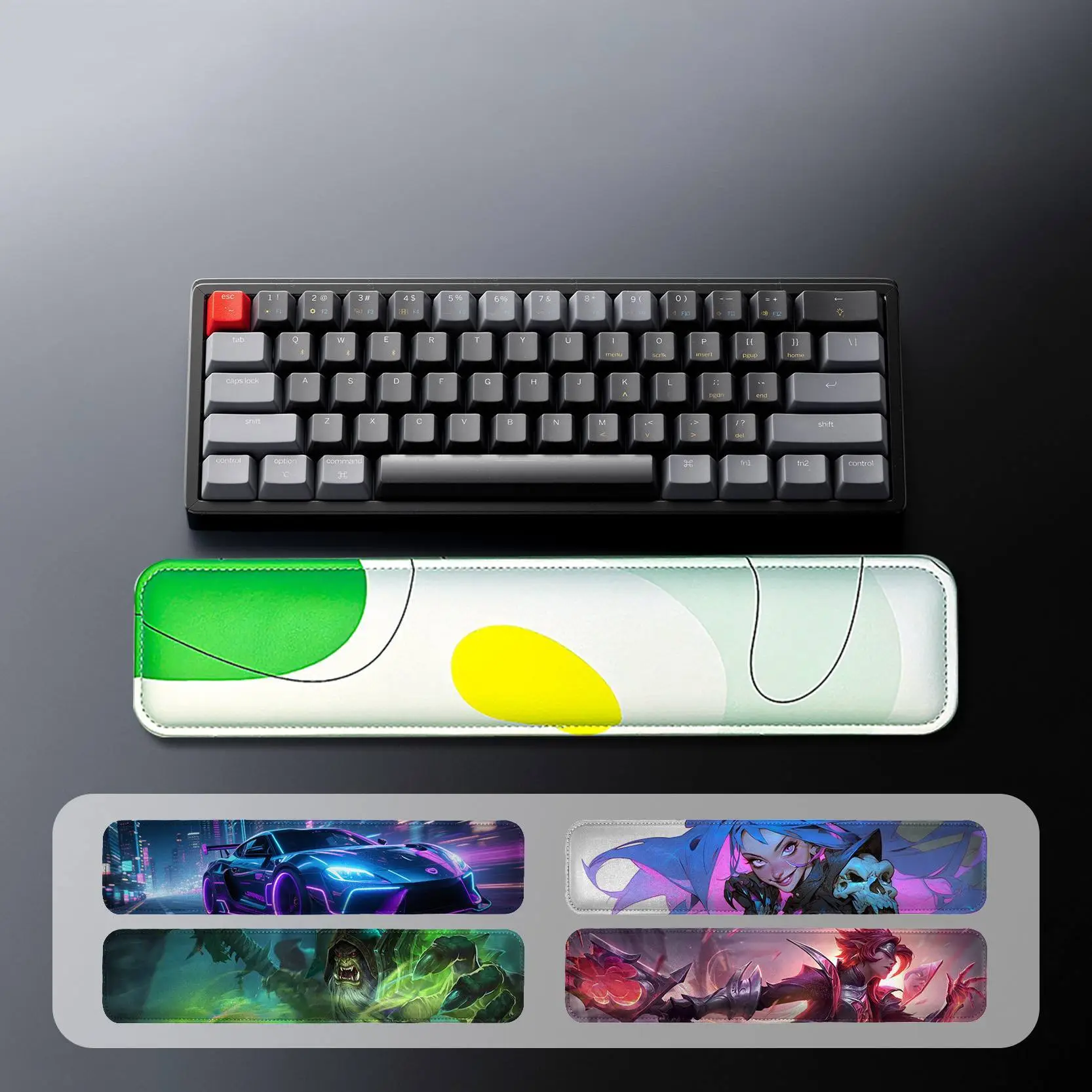 KLJ-5082P Custom Logo Printing Keyboard Wrist Rest – PU Leather Surface with Foam & Leather Base 425×90×18mm | Ergonomic Support for Branded Workspaces 1