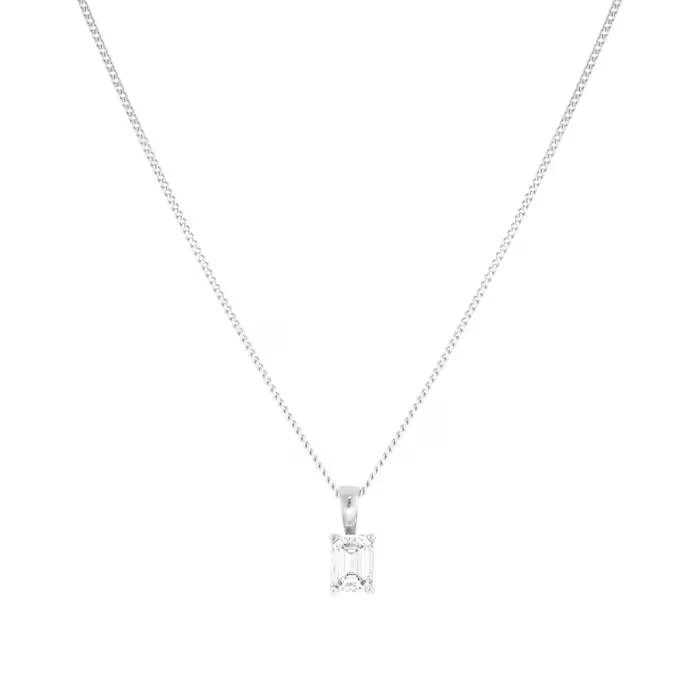 Platinum Emerald Cut High Clarity Lab Grown Diamond Pendant 1