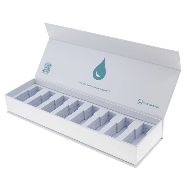 علبة تغليف مخصصة للعناية بالبشرة - بتصميم كتاب مغناطيسي مع أقسام من مادة EVA - تغليف أنيق 1