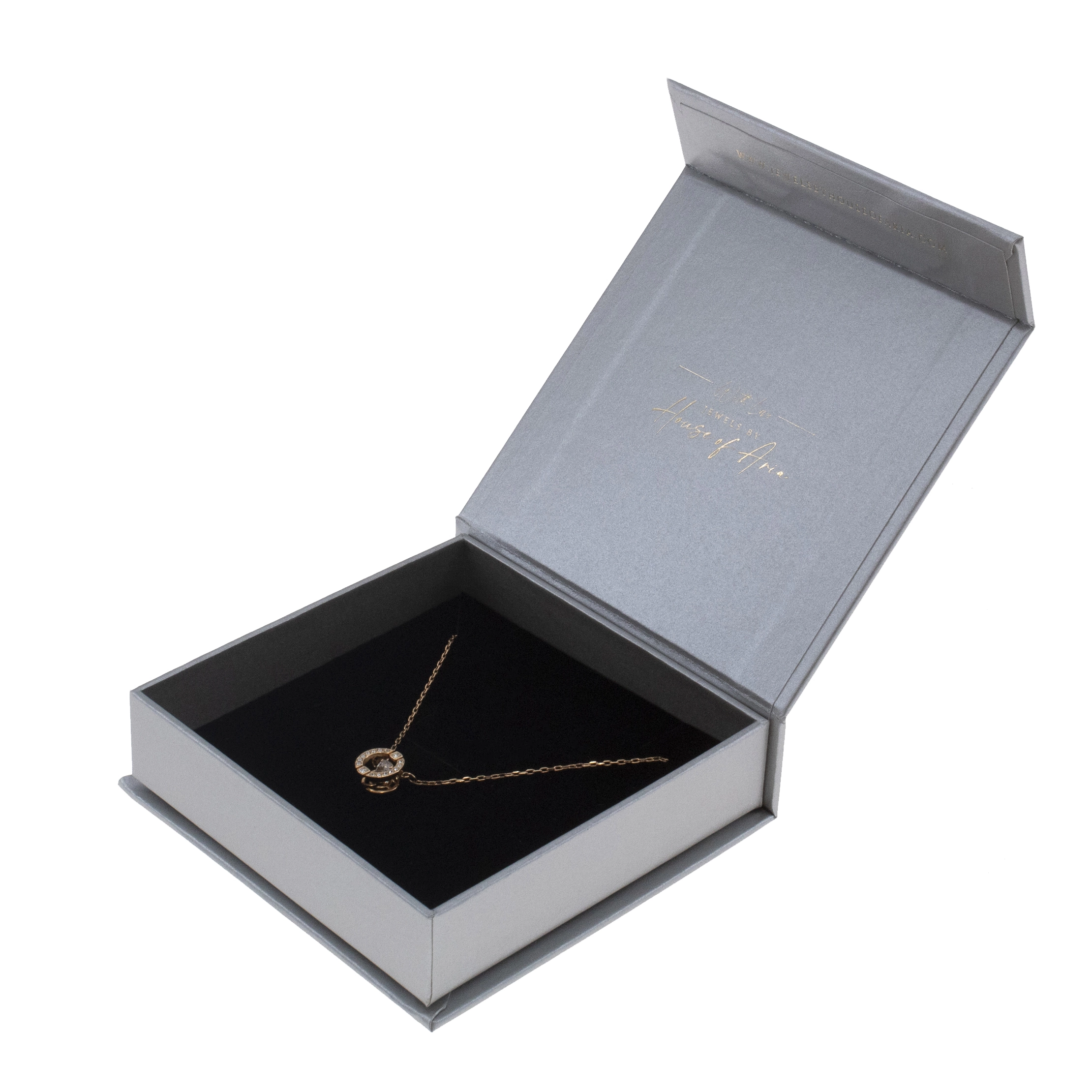 علبة مجوهرات بمقاس مخصص - ورق فاخر خاص بشعار من رقائق الذهب للعلامات التجارية المتميزة - تغليف فاخر 1