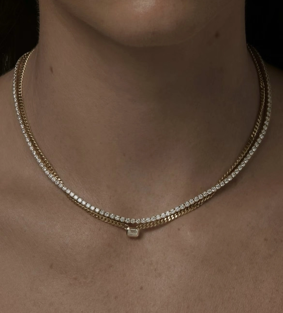 18K Gold Lab Diamond Necklace Tennis Necklace Full Of Diamonds with IGI certification 1