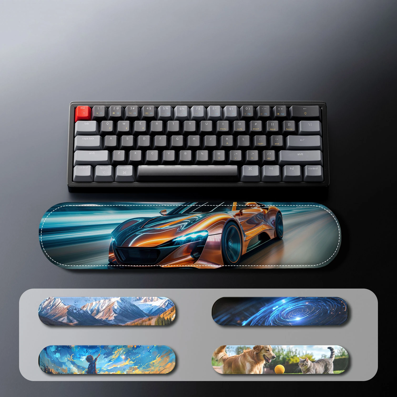 KLJ-5075P Custom Logo Printing Keyboard Wrist Rest – PU Leather Surface with Foam & Leather Base 440*80*18mm| Ergonomic Support for Branded Workspaces 1