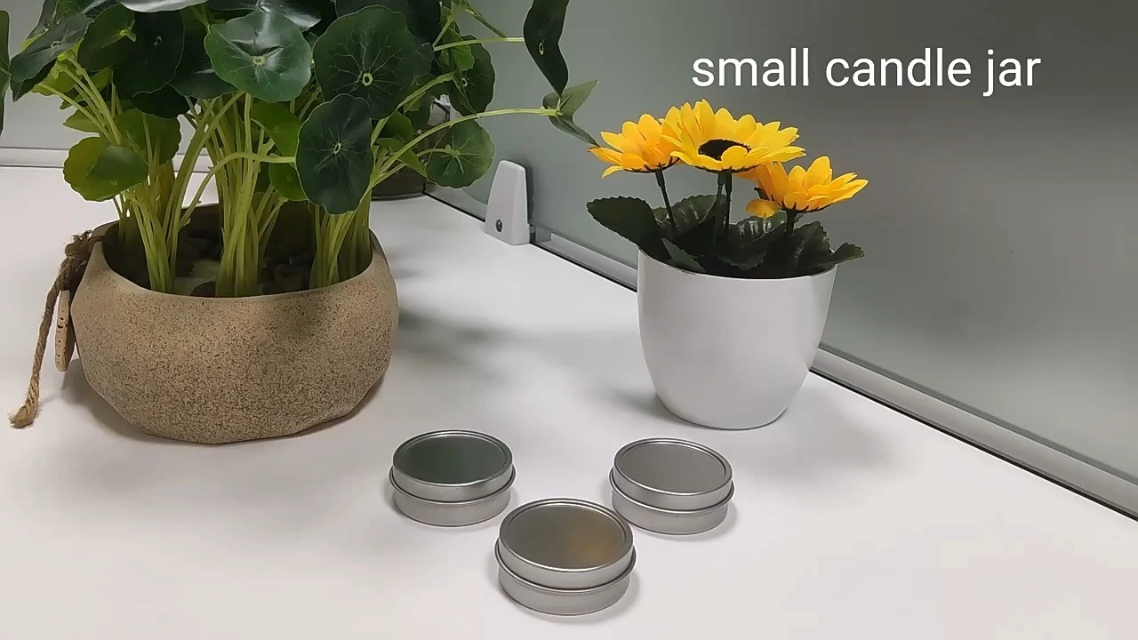 Small Metal Cosmetic Container Round Tin Jar with Lid and Compact Mirror Case 1