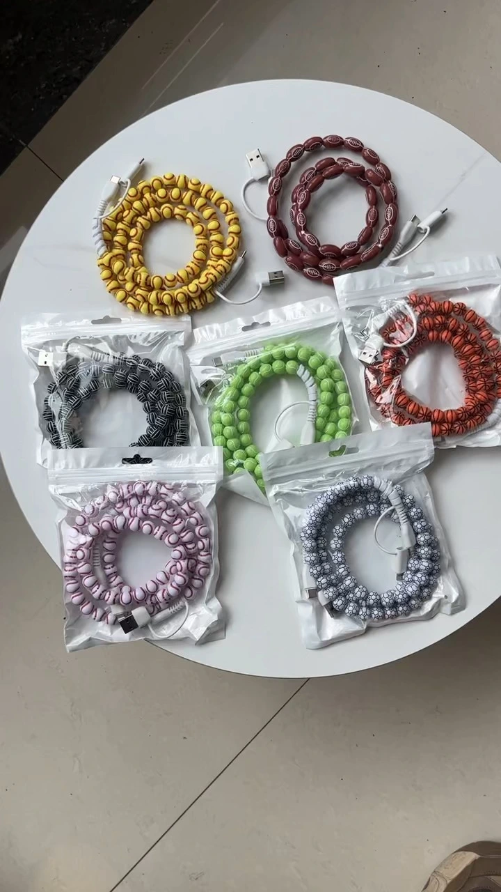 4 in 1 Retro Portable Sport Game Day Beaded Data Phone Charging Cables 1