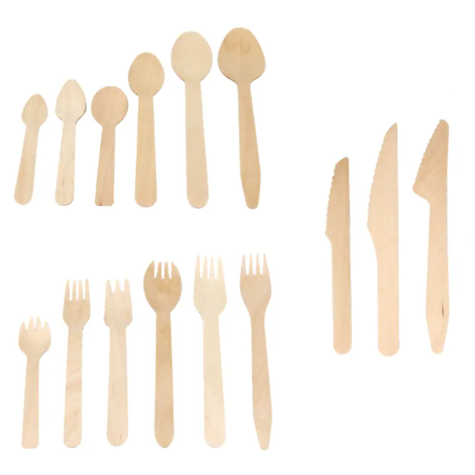 Uchampak Wholesale Wooden Cutlery Sets – Multi Size Fork Spoon Knife for Food Service 1