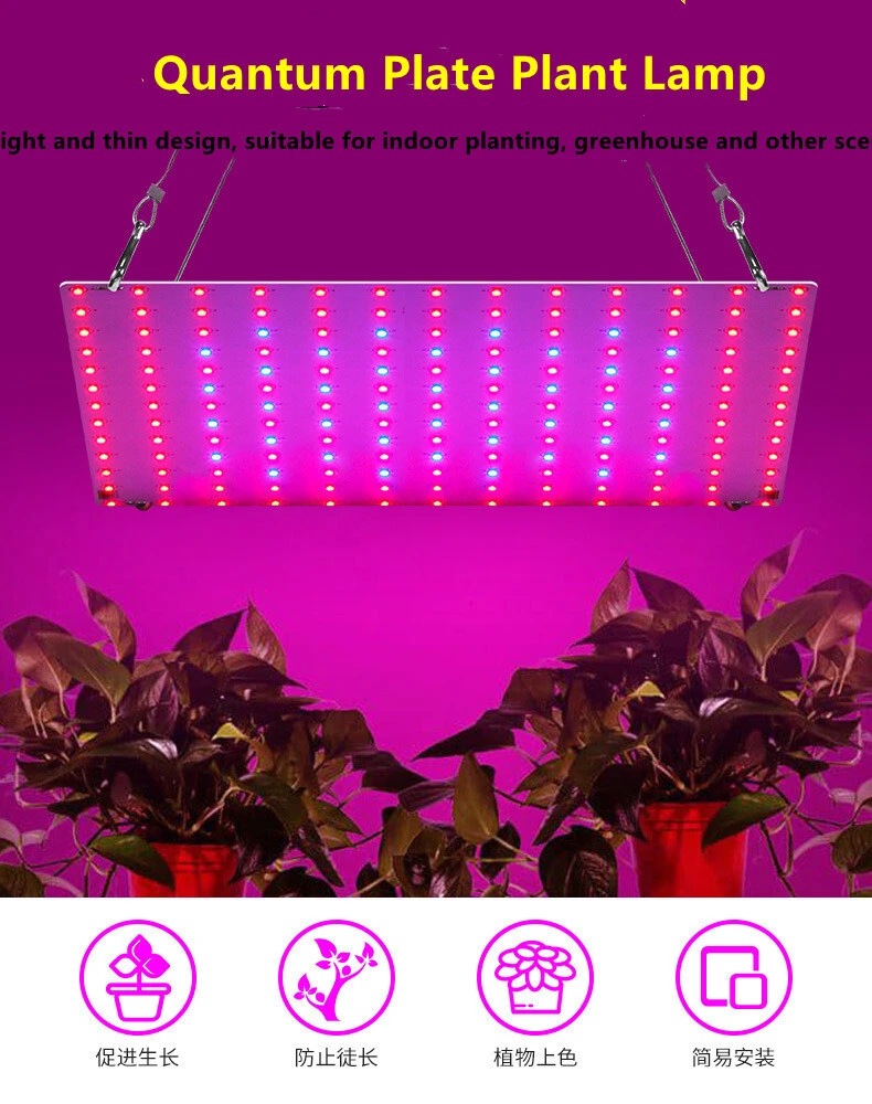 LED Grow Light Panel 200W Lamp for Indoor Plants, Full Spectrum with White Blue Red UV IR LEDs Coverage Grow Tent Greenhouse Veg and Bloom Seedlings Hydroponics 1