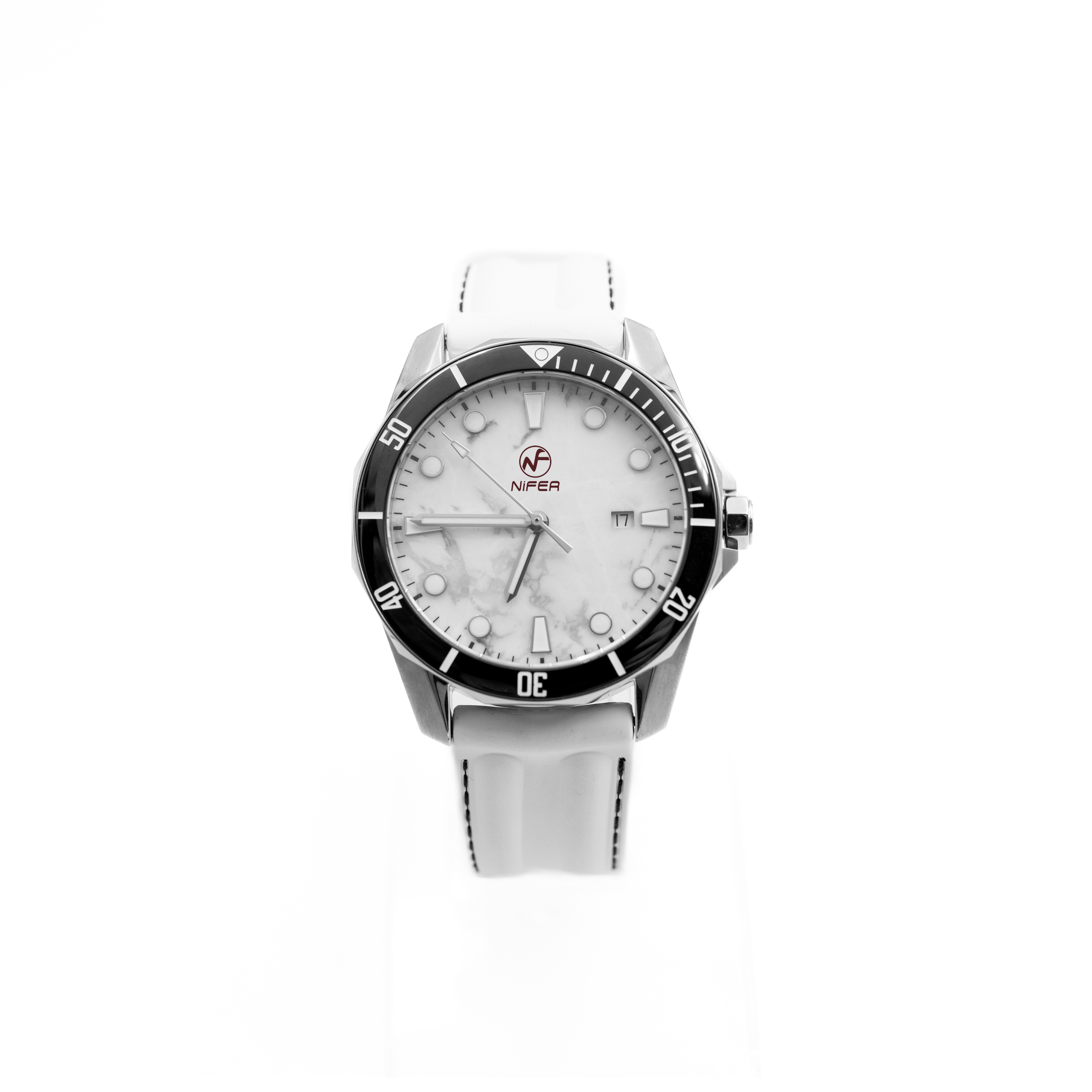Men's super luminous stainles steel watch with a real marble dial design 3