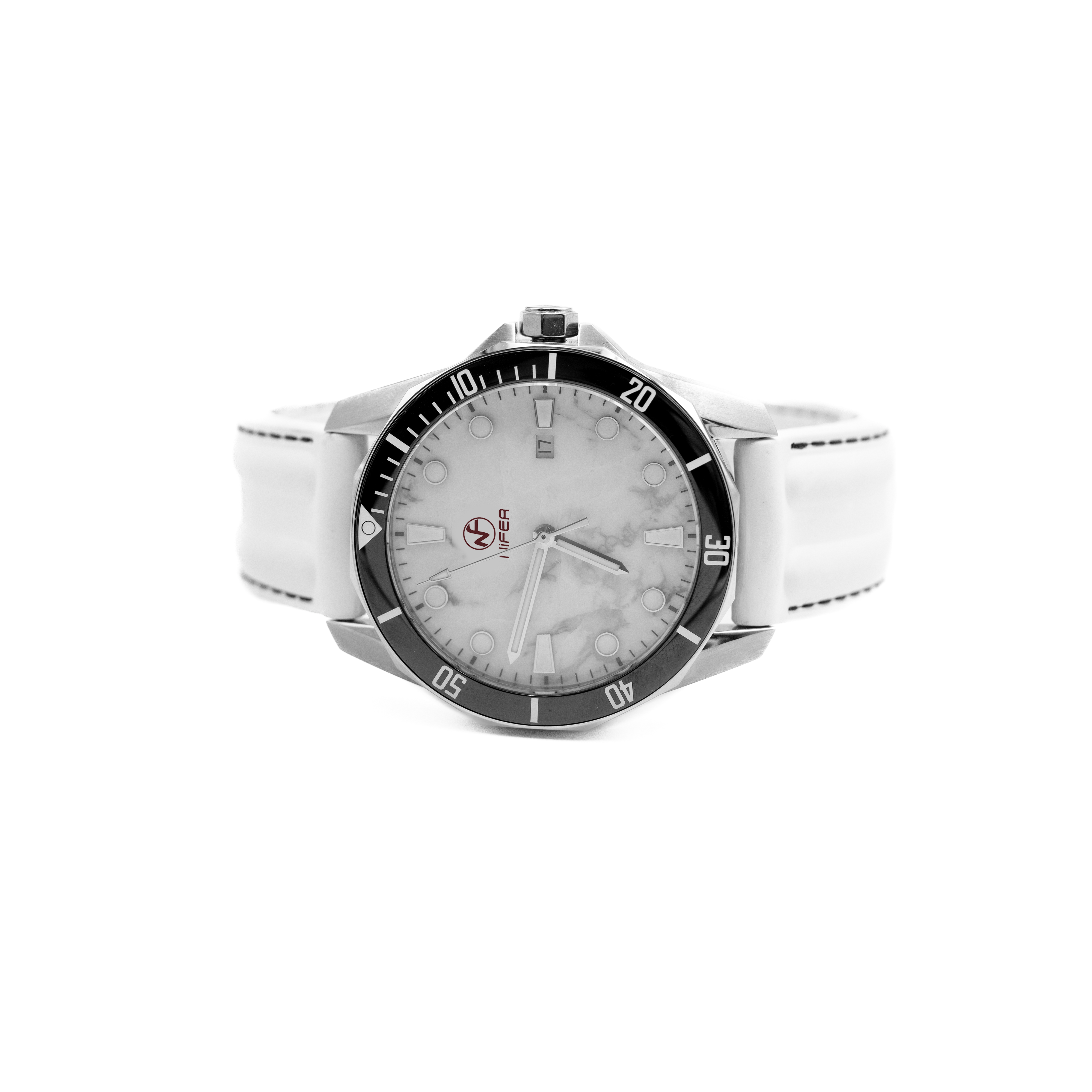 Men's super luminous stainles steel watch with a real marble dial design 5