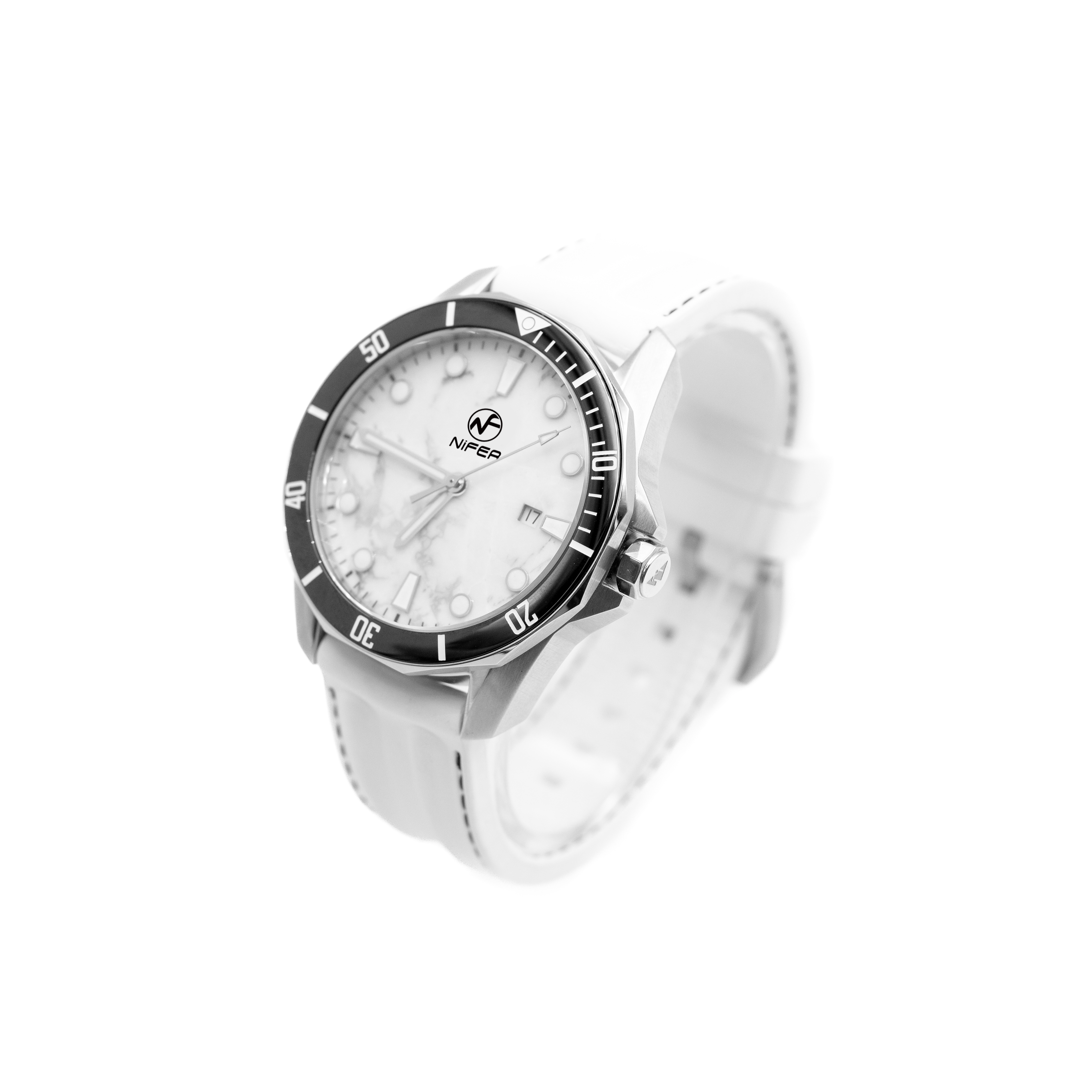 Men's super luminous stainles steel watch with a real marble dial design 1