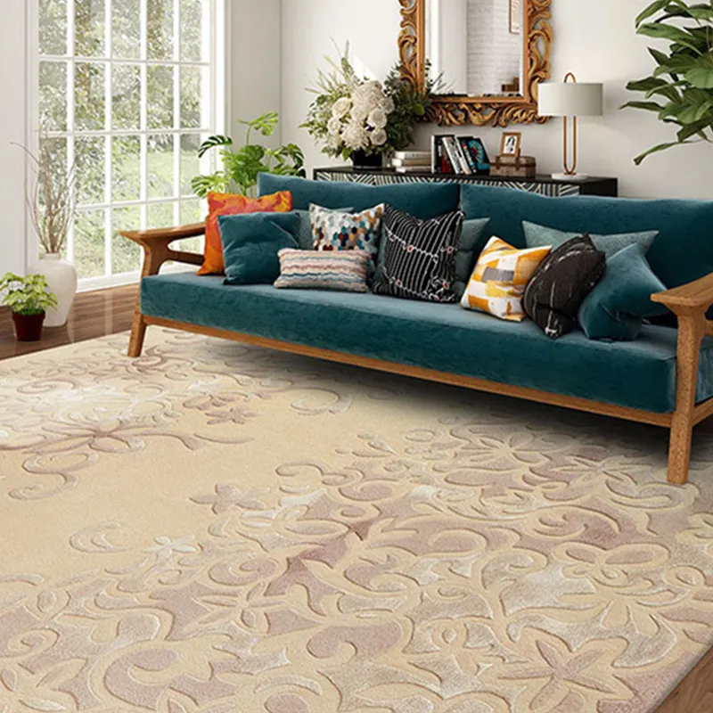 Alfombra de lana de lujo tejida a mano para salas de estar grandes. 1