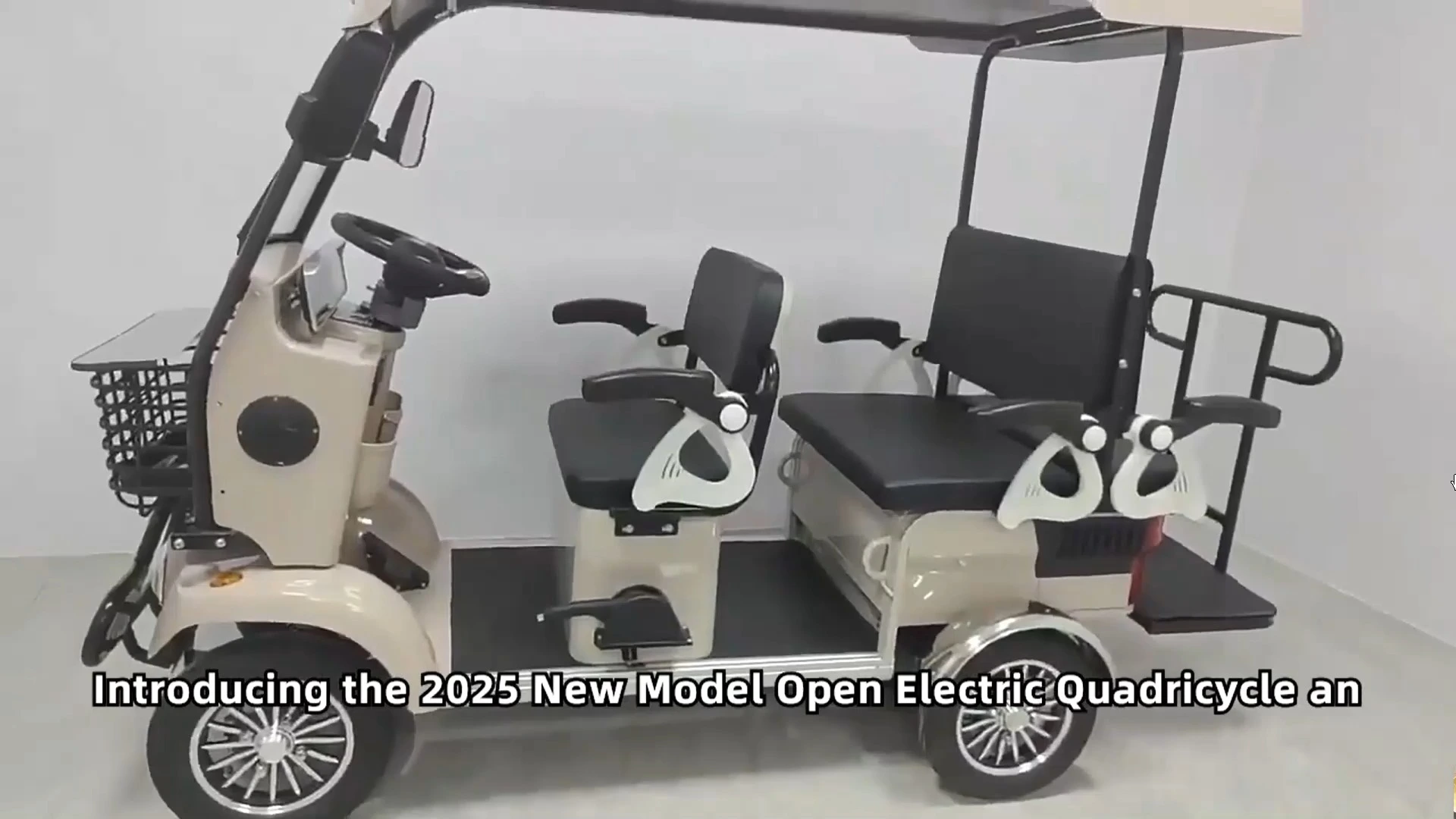 Electric Four-Wheel Mobility Scooter with Canopy for Elderly and Family Use 2-Seater Sightseeing Minibus Style 1