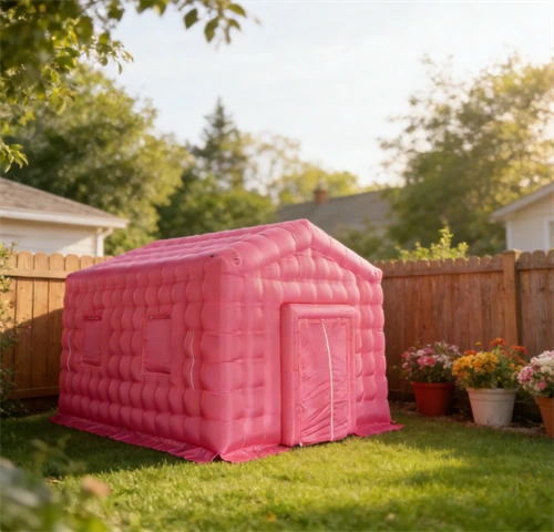 حفلة نفخية وردية اللون في الفناء الخلفي 1