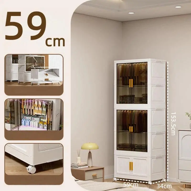 Vertical White Stripe Layered Wardrobe Closet Organizers | HongXing 1