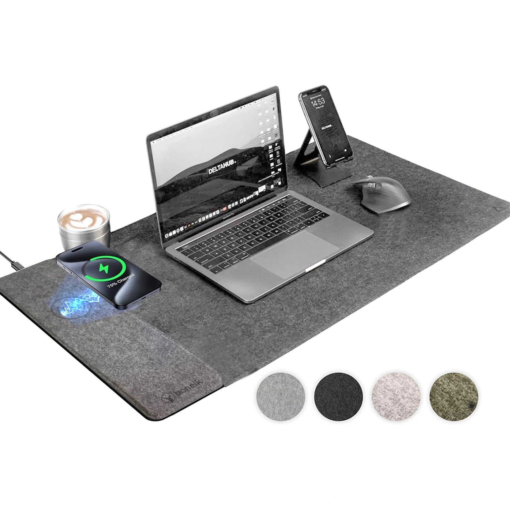 Premium Felt Desk Mat for Home Office | Gray|Black2 1
