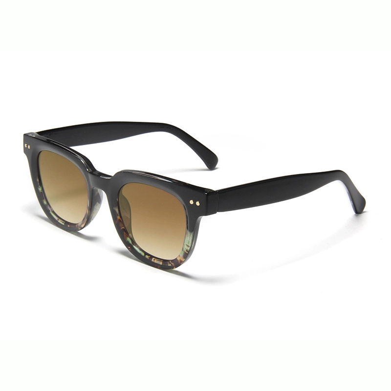 Gafas de sol retro S77121 de montura completa con detalles en dos tonos/carey y logotipo personalizado. Gafas de sol de policarbonato negro de alta calidad para exteriores. Modernas para hombre. 1
